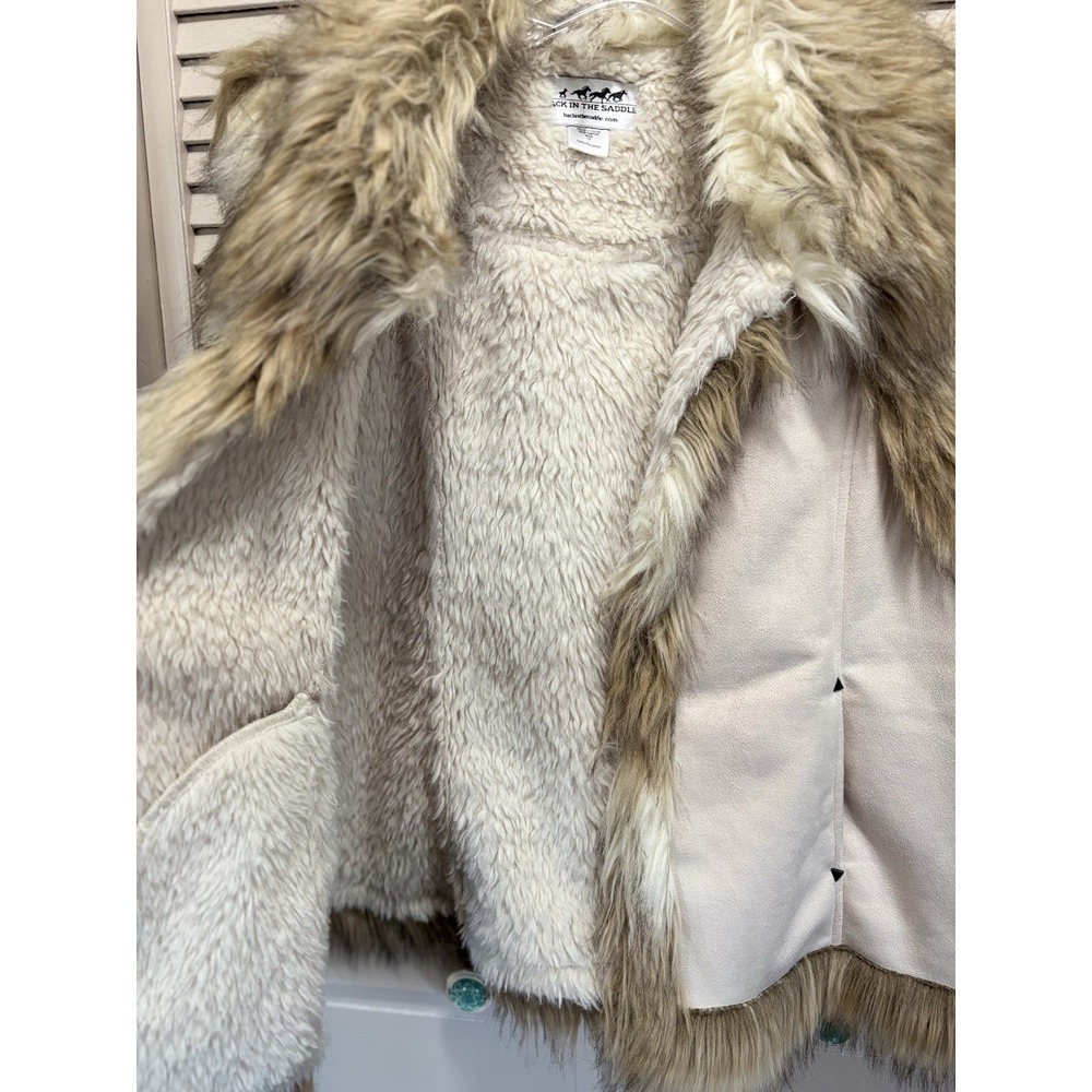 Back in the Saddle Faux Fur/Suede Sherpa Lined Vest Open Front Pockets Sz 1X - Picture 3 of 6